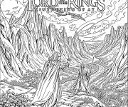 Coloriage Personnages dans un paysage fantastique