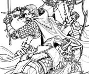 Coloriage Personnages de Seigneur des Anneaux en action
