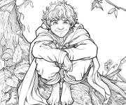 Coloriage Petit hobbit souriant