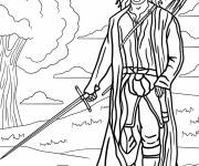 Coloriage Sc&egrave;ne d'Aragorn tenant une &eacute;p&eacute;e