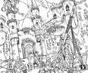 Coloriage Sc&egrave;ne de bataille de Seigneur des anneaux