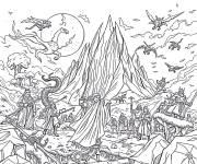 Coloriage Sc&egrave;nes de montagne du Seigneur des Anneaux