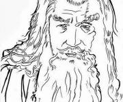 Coloriage T&egrave;te du sorcier Gandalf