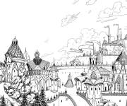 Coloriage Ville de conte Seigneur des anneaux