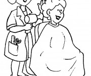 Coloriage Coiffeuse et cliente