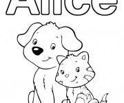 Coloriage Mon Pr&eacute;nom Alice avec image mignonne