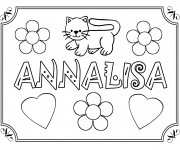 Coloriage et dessins gratuit Mon Prénom Annalisa avec Coeurs d'amour à imprimer