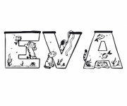 Coloriage pr&eacute;nom f&eacute;minin  Eva