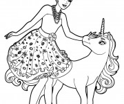 Coloriage Barbie et La Licorne