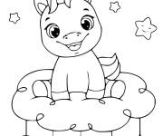 Coloriage Bebe licorne souriant