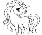Coloriage Belle Licorne avec crini&egrave;re