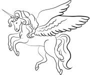 Coloriage Belle Licorne avec des ailes
