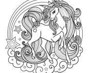 Coloriage Belle Licorne avec une longue crinière