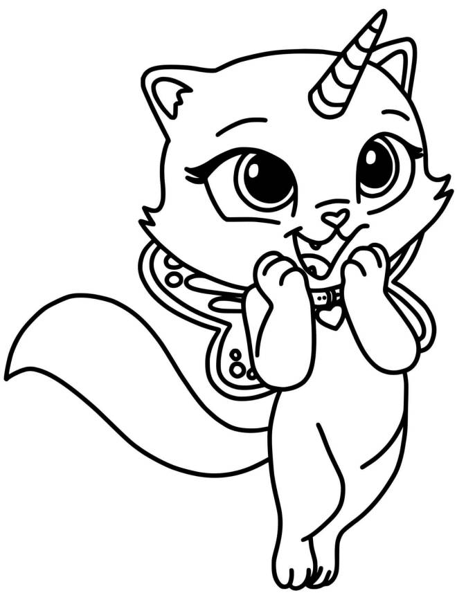 Coloriage et dessins gratuits chat licorne en toute beauté à imprimer