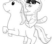 Coloriage Chat mignon sur une licorne