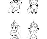 Coloriage Emojy Licorne expression