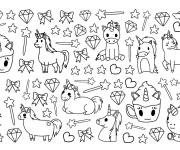 Coloriage Illustrations licorne et éléments