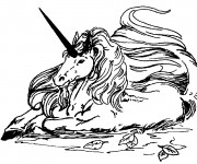 Coloriage La Licorne se repose