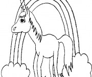 Coloriage et dessins gratuit Licorne arc en ciel à imprimer