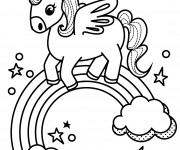 Coloriage Licorne arc en ciel en vecteur