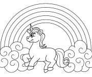 Coloriage licorne arc en ciel facile
