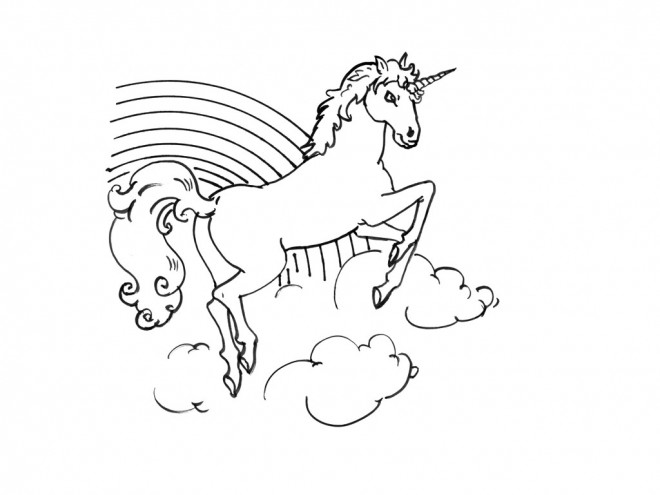 Coloriage Licorne Arc En Ciel Imaginaire Dessin Gratuit à