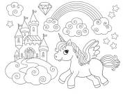 Coloriage Licorne arc en ciel pour fille