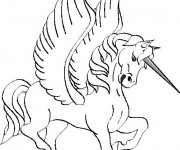 Coloriage et dessins gratuit Licorne avec des ailes à imprimer