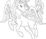 Coloriage Licorne avec des ailes pour fille