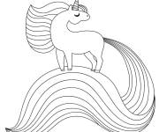 Coloriage Licorne avec longue queue
