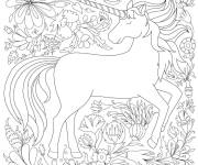 Coloriage Licorne dans la nature