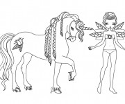 Coloriage Licorne et Fille Abeille