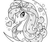 Coloriage Licorne et lune