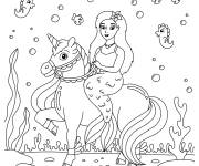 Coloriage Licorne et sir&egrave;ne