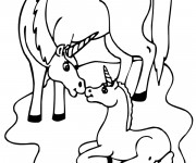 Coloriage Licorne Et Son Petit Bebe
