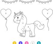 Coloriage Licorne magique avec ballons num&eacute;rot&eacute;