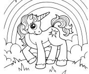 Coloriage licorne magique dans le jardin