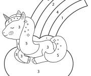 Coloriage licorne magique et arc en ciel &agrave; num&eacute;roter