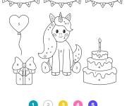Coloriage licorne magique num&eacute;rot&eacute; 
