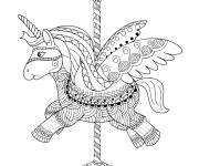 Coloriage Licorne manège adulte