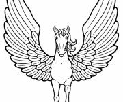 Coloriage Licorne ouvrant ses Ailes