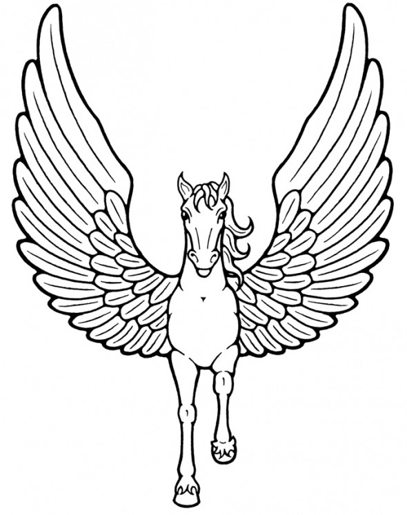Dessin Kawaii Coloriage Gratuit Licorne Avec Des Ailes