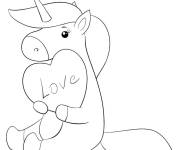 Coloriage Licorne pour f&ecirc;ter la Saint-Valentin
