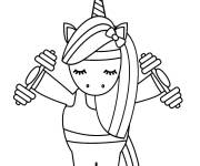 Coloriage Licorne qui fait du sport
