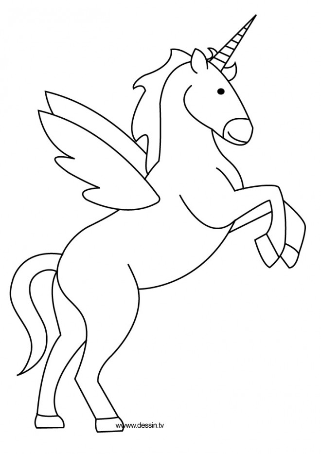 Coloriage Licorne Simple Dessin Gratuit à Imprimer