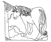 Coloriage Licorne sous L'Arbre
