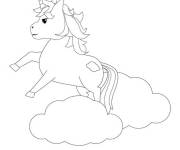 Coloriage Licorne sur les nuages magique
