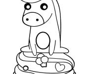 Coloriage Licorne sur petit g&acirc;teau