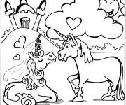 Coloriage Licornes  amoureux