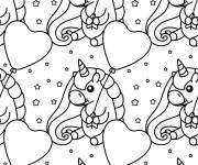 Coloriage Licornes et ballons en forme de c&oelig;ur